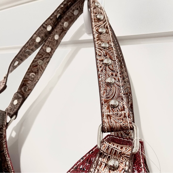 P&G Western Red & Gold w/Rhinestone Accents Shoulder Bag NWT - Picture 5 of 16